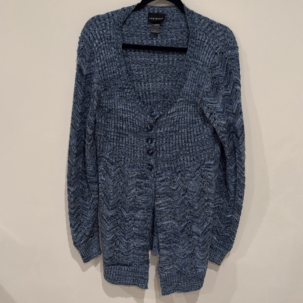 Women's Lane Bryant Blue Knit Cardigan, Size 14/16